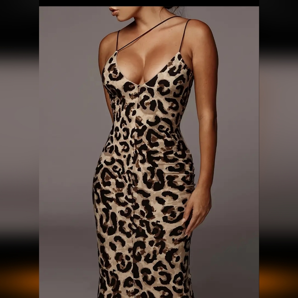 Leopard Print Spaghetti Strap Dress